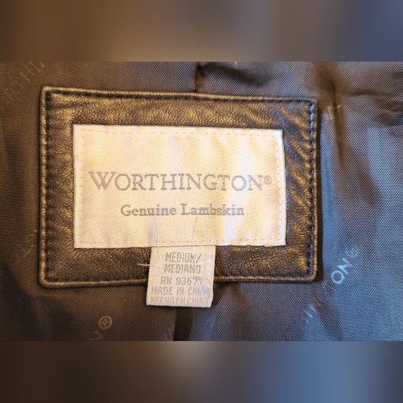 Worthington Genuine Lambskin Leather Jacket Size Medium Black Y2K - Picture 7 of 11